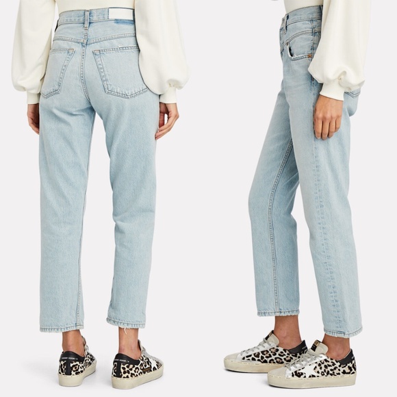 ❤️ Re/Done Double Yoke High Rise Straight Jeans Light 04 Wash Size 24 - Picture 2 of 13